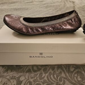 NIB Bandolino Women's Glitter Ballet Flats - Copper/Pewter